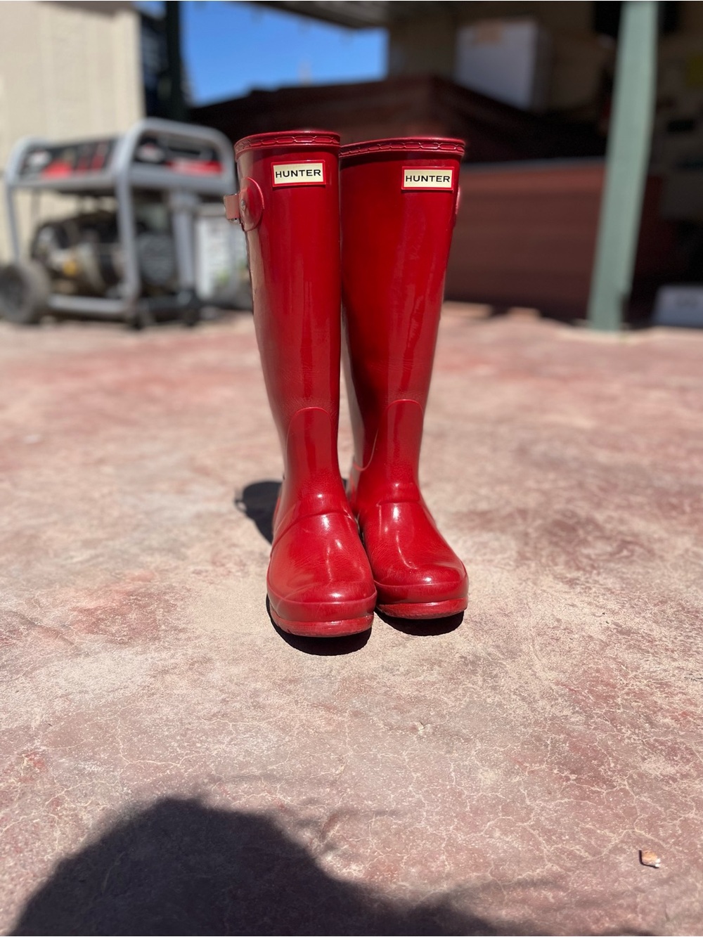 Hunter Glossy Red Knee-High Rain Boots women’s 6
